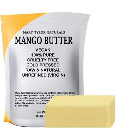 Mary Tylor Naturals Mango Butter 1 lb Cold Pressed  Unrefined Raw Pure Mango Butter   Skin Nourishment  Moisturizing for Hair  Skin Mango 1 Pound (Pack of 1)