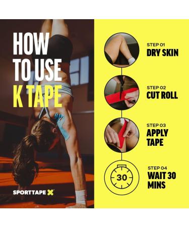 SPORTTAPE Extra Sticky Kinesiology Tape 5cm x 5m - Blue | Hypoallergenic Waterproof K Tape | Physio Medical Sports Tape for Muscle Injury Support | Uncut - Single Roll - Buy Online on GoSupps.com