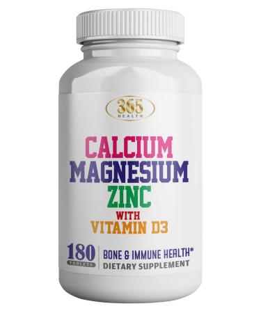 365 Health Calcium Magnesium Oxide Zinc with Vitamin D3 Helps Support Bone Strength Tablets 180 Count
