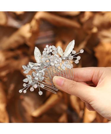 Edary Bridal Crystal Wedding Hair Comb - Flower & Leaf Hair Accessories for Women & Girls (2 Pack) - Buy Online on GoSupps.com