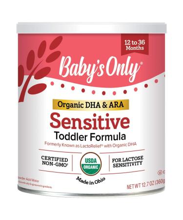 Baby's Only Organic Sensitive LactoRelief with DHA & ARA Toddler Formula, 12.7 Oz (Pack of 6) Non-GMO, USDA Organic, Clean Label Project Verified, Lactose Sensitivity,12.7 Ounce (Pack of 6)
