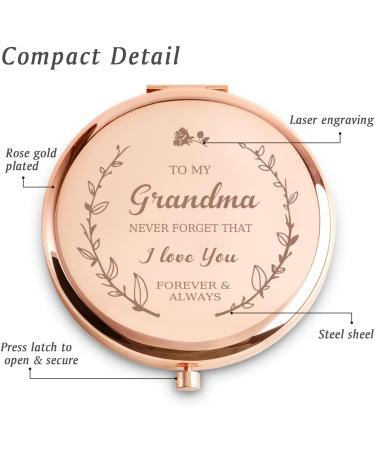 COYOAL Personalized Engraved Compact Mirror - Unique Grandma Gifts for Mother's Day, Birthday - Nana, Grammy, Grandmother Rose Design - Buy Online on GoSupps.com