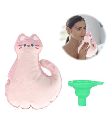 Hot Water Bottle Hot Water Bottles with Plush Cover Hot Water Bottle Cover with Soft Fleece Cover 1200ml Hot Water Bag Cat Pattern for Pain Relief Abdomen Neck Waist Back Legs Pink