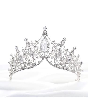 Unicra Silver Princess Crown Tiara Headband for Women and Girls - Wedding, Prom, Pageant Hair Jewelry - Buy Online on GoSupps.com