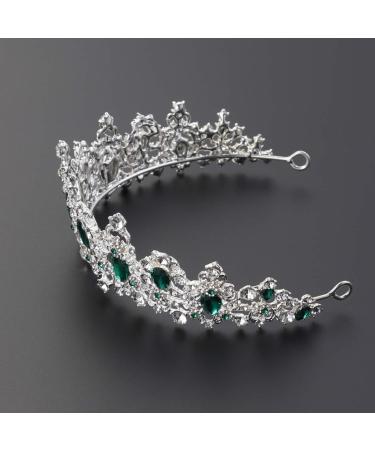 Lurrose Baroque Crystal Tiara - Vintage Rhinestone Wedding Crown Headpiece for Brides | Red Silver Green Hair Accessories - Buy Online on GoSupps.com