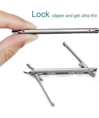 VOGARB Portable Nail Clippers for Thick Nails Ultra Thin Foldable Wide Jaw Opening Cutter with Safety Lock Double Head Curved and Bevel Trimmer for Toenail Fingernail Travel Design (Silver) - Buy Online on GoSupps.com