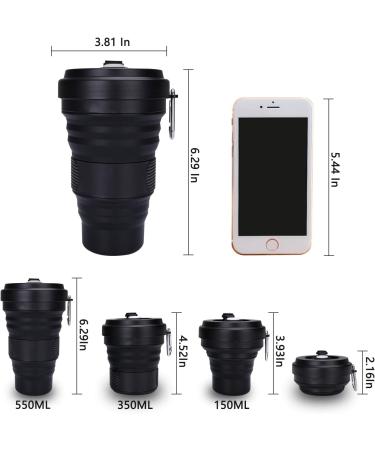 DARUNAXY Collapsible Travel Cup - Silicone Folding Camping Cup with Lid - 19oz Portable Bottle (Black) - Buy Online on GoSupps.com