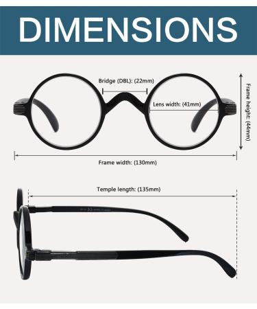 BLUESS Vintage Round Reading Glasses - Stylish Black Readers (1.50x Magnification) - International Shipping Available - Buy Online on GoSupps.com