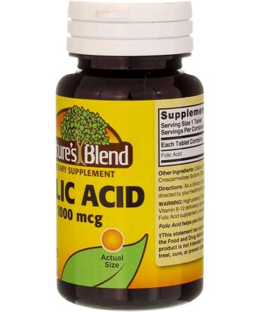 Nature s Blend Folic Acid 1000mcg Tablets 100 Count (4 Pack) - Buy Online on GoSupps.com