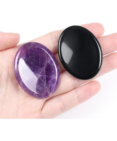 Shop Amethyst Thumb Custody Stone Crystal - Violet Oval Pocket Gem for Wiccan Rituals Stress Relief Fortune Telling & Reiki Healing - Buy Online on GoSupps.com