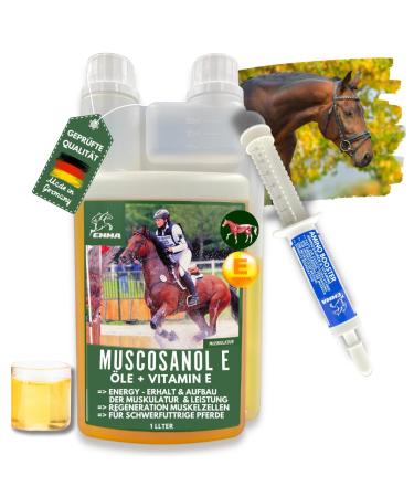 Rice Germ Oil Flax Oil 1L 30 ml for Horses Plus Vitamin E + Amino Acids Horse + Complex - Bodybuilding Horse Without Selenium Lysine Replenishing Food Supplement Horse Food