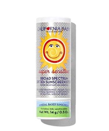 California Baby Super Sensitive Broad-Spectrum SPF 30+ Sunscreen Stick | No Frangrance | Allergy-Friendly | Benzene-Free | Baby, Kids, Adults Sunblock For Dry & Sensitive Skin | 14 g / 0.5 oz. 0.5 Ounce (Pack of 1)