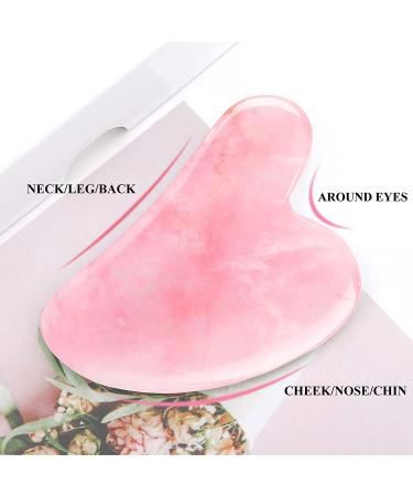 Deciniee Rose Quartz Gua Sha Massage Tool - Heart Shape Pink Jade Stone Set for Face & Body | Skin Care Tools for SPA & Acupuncture Therapy - Buy Online on GoSupps.com