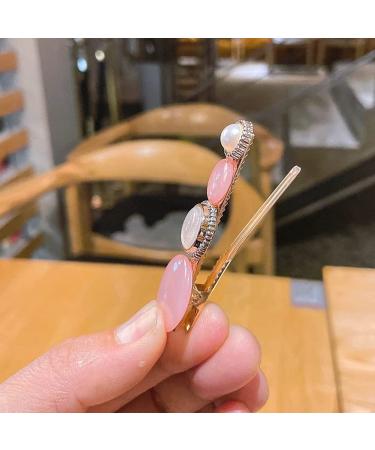 LNGLAT 5 PCS Hair Clip Set - Pearl and Rhinestone Handmade Hairpins for Women and Girls - Trendy Flower Headwear in Pink - Buy Online on GoSupps.com