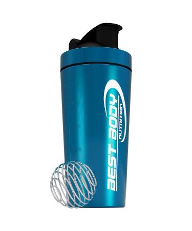Best Body Nutrition Stainless Steel Protein Shaker with Integrated Sieve and Spiral Ball - Blue 1 Piece (Pack of 1) Blue