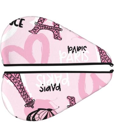 Microfiber Hair Drying Cap - Eiffel Tower & Butterflies Design | Soft Absorbent Quick Dry Towel Wrap for Curly Long & Thick Hair - Buy Online on GoSupps.com