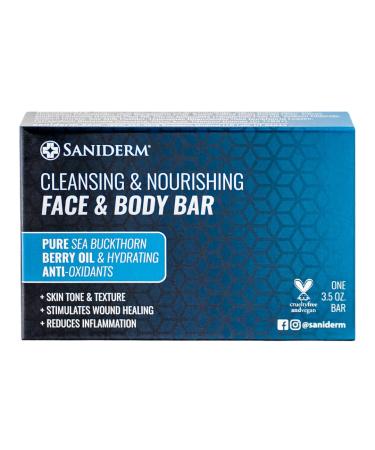 Saniderm Face and Body Cleansing Soap  Hydrating and Hygienic Tattoo Healing Soap  Nourishing Sea Buckthorn Oil and Omega-7  Infused Citrus Scent  3.5 oz Bar 3.5 Ounce (Pack of 1)