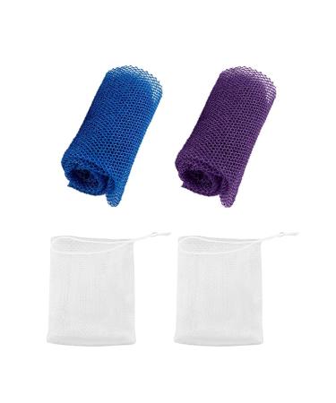 2 x African bathing sponge 2 x foam nets body cleaner back cleaner removes dirt and oil from the skin smoother skin (blue violet) - Buy Online on GoSupps.com