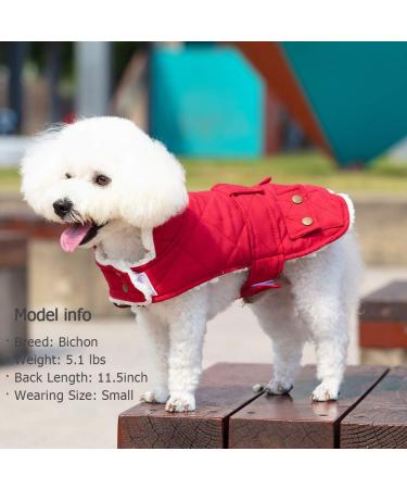 KYEESE Dog Cold Weather Coat - Cozy Padded Sherpa Jacket for Small Dogs - Red - Medium - Buy Online on GoSupps.com
