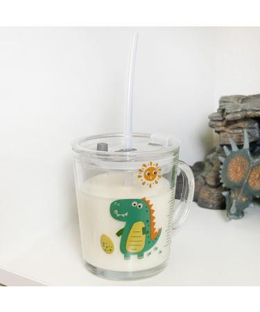 Intirilife Children Drinking Cup with Lid & Straw - 400ml Transparent Dino Design Glass - Perfect for Kids - Buy Online on GoSupps.com