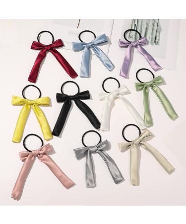 Silk Bow Hair Ties - 10pcs Satin Scrunchies for Women & Girls - Buy Online on GoSupps.com