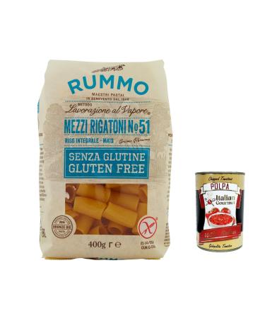 Italian Gourmet E.R. Rummo Pasta Half rigatoni n. 51 Gluten-free gluten-free 100% gluten-free Italian pasta 400 g + Italian Gourmet pulp 400 g