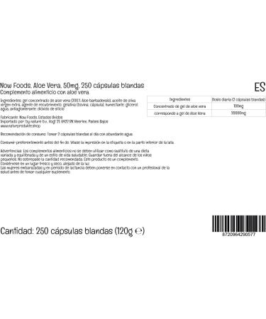 Now Foods Aloe Vera Gels 250 Softgels - Highly Concentrated, Lab-Tested, Gluten-Free & Soy-Free - Buy Online on GoSupps.com
