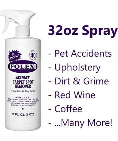 FOLEX Instant Carpet Spot Remover Kit - 2 Bottles + Mint Cleaning Cloth | 32oz Upholstery & Rug Stain Remover Set - Buy Online on GoSupps.com
