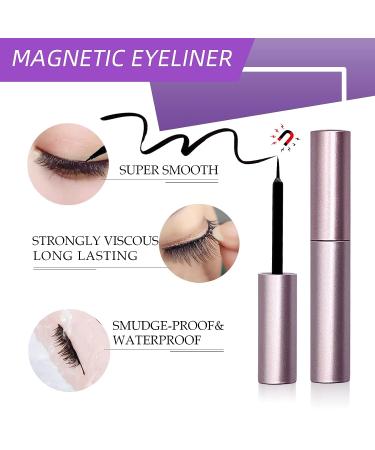 Anohuyho Magnetic Eyelashes Kit - 5 Pairs Reusable False Lashes with Magnetic Eyeliner & Tweezers - Natural Look, No Glue Needed - Buy Online on GoSupps.com