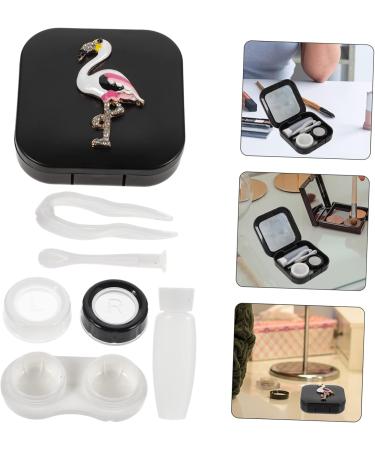 Ultechnovo Flamingo Pattern Contact Lens Organizer Set - Stylish Eye Lens Container & Travel Makeup Bracket for Lenses & Glasses - Buy Online on GoSupps.com