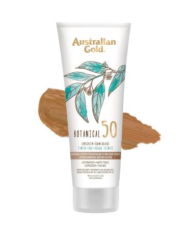 Australian Gold SPF 50 Botanical Tinted Face Mineral Sunscreen 3OZ Medium to Tan Skin Tone Mineral Suncreen - Buy Online on GoSupps.com