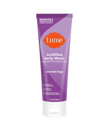 Lume Acidified Body Wash - 24 Hour Odor Control - Removes Odor Better than Soap - Moisturizing Formula - SLS Free  Paraben Free - Safe For Sensitive Skin - 8.5 ounce (Lavender Sage) Lavender Sage 8.5 Ounce (Pack of 1)