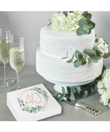 40th Birthday Decoration Napkins - 40 Eucalyptus & Gold Green Paper Napkins for Men & Women | Perfect for 40th Birthday Party Decor - Buy Online on GoSupps.com