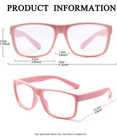 Kids Blue Light Blocking Glasses | Computer Gaming Screen Glasses for Boys Girls 5-13 | Flexible Frame | Square/Pink - Buy Online on GoSupps.com