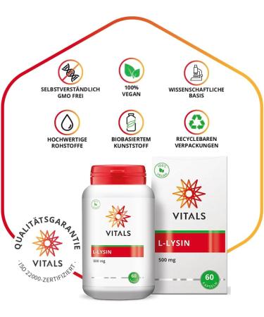 Buy Vitals L-Lysine 500mg - 100% Vegan Essential Amino Acid Capsules - 60 Count for Optimal Health - Buy Online on GoSupps.com