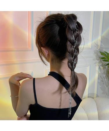Rhinestone Star Tassel Hair Chains - 2 Piece Set for Women and Girls | Silver Crystal Head Chain Hair Clip | Perfect for Nightclub, Party, and Daily Wear - Buy Online on GoSupps.com