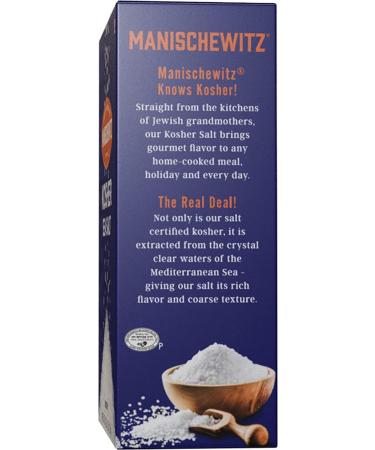 Manischewitz Natural Kosher Salt 1.8kg Box - Coarse Sea Salt from Sicily Italy - Iodine Free - Salt Grinder Refill - Buy Online on GoSupps.com