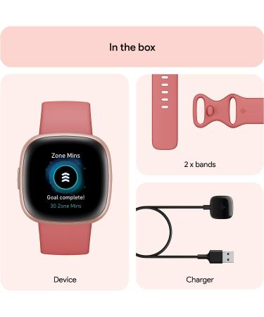 Fitbit Versa 4 Fitness Smartwatch | Daily Readiness | GPS | 24/7 Heart Rate | 40+ Exercise Modes | Sleep Tracking | Pink Sand/Copper Rose | One Size (S & L Bands Included) - Buy Online on GoSupps.com