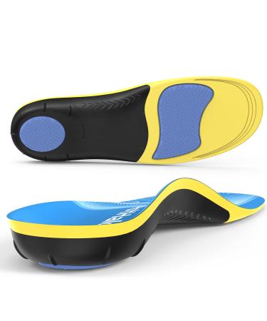 Plantar Fasciitis Insoles - High Arch Support Inserts Gel Cushion Relief for Flat Feet - 220+ lbs Orthotics Insoles Ideal for Work Boots (Blue Men 9-10.5 | Women 10-11.5) Men 9-10.5 | Women 10-11.5 Blue