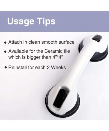 HomeKaren 12" Suction Grab Bars 2 Pack  Shower Handles for Handicap  Mother Day  Elderly  Disable  Senior  Bathroom Balance Bar Safety Hand Rail Support for Tub  Showers  Bathtubs  Walls  4" Cup - Buy Online on GoSupps.com