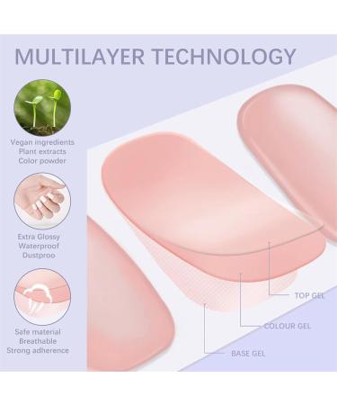 Semi Cured Gel Nails Strips - 22cps Stickers Nail Wraps Soft Self - Transparent Full Wraps Nail Polish Stickers French Style With Nail File & Wooden Cuticle Stick - Buy Online on GoSupps.com