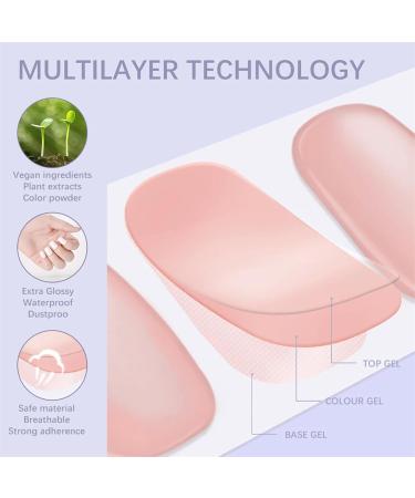 Semi Cured Gel Nails Strips - 16cps Stickers Nail Wraps Soft Self - Transparent Full Wraps Nail Polish Stickers French Style with Nail File & Wooden Cuticle Stick (Transparent) - Buy Online on GoSupps.com