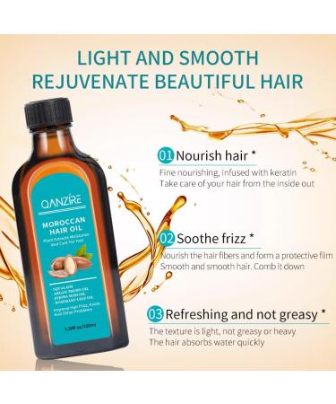 Moroccan Hair Oil 100ml | Natural Plant Extracts for Moisturizing Frizz Control & Hair Care - Buy Online on GoSupps.com