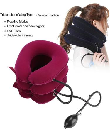Cervical Neck Traction Device - Soft U-Shaped PVC Cushion for Spine Alignment & Chronic Neck Pain Relief - Red - Buy Online on GoSupps.com