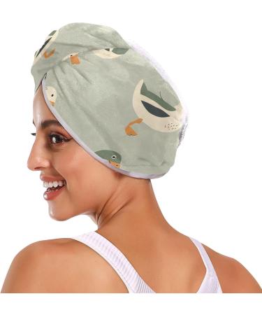 Super Absorbent Green White Goose Hair Towel 2 Pack - Quick Dry Hair Turbans with Button Twisty Wrap for Women & Girls - Ideal for Fast Hair Drying - Buy Online on GoSupps.com
