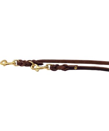 Premium Dog Liner Grease Leather Brass Leash - Adjustable 3.50m x 8mm for Small & Large Dogs - Durable Dark Brown - Buy Online on GoSupps.com