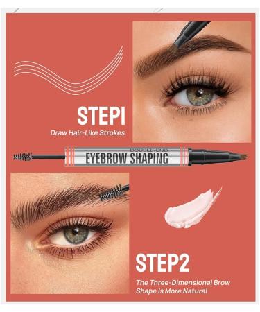  DASAWADA 2 in 1 Eyebrow Pencil & Gel with 4 Tips Tip Eyebrow Contour Pencil Natural Makeup (02# Dark Brown) - Buy Online on GoSupps.com