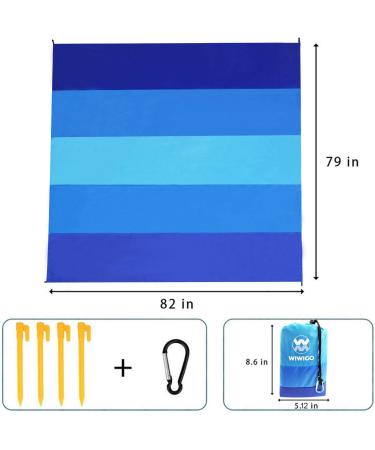 WIWIGO Sandproof Beach Blanket 79 X 83 - Waterproof Outdoor Picnic Mat for Travel, Camping, Hiking - Blue - Buy Online on GoSupps.com