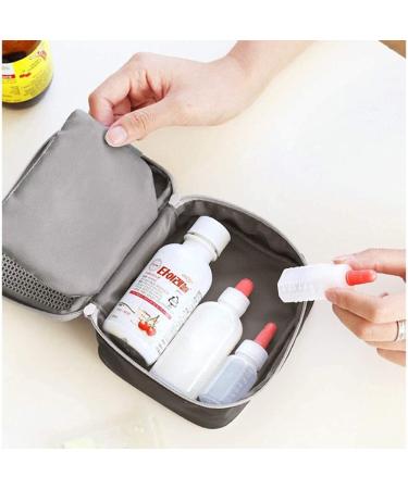 Portable Small First Aid Bag - Mini Travel Medicine Pouch with Double Zippers (Gray) - Buy Online on GoSupps.com