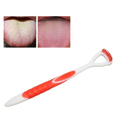 Tongue scraper tongue brush tongue scraper bad breath remove tongue brush oral care cleaning tool for oral care tongue cleaners for adults and children (red)